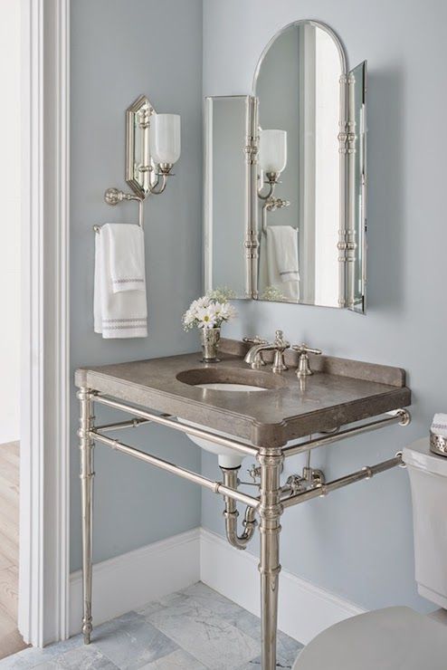 Reu Architects- Bathroom paint color is Benjamin Moore - Silver Gray. Kallista vanity sink.