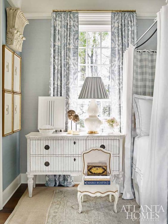Inside a Swedish furniture-filled bedroom, inspired by Pauline de Rothschild, designed by Tristan Harstan for the Southeastern Showhouse.