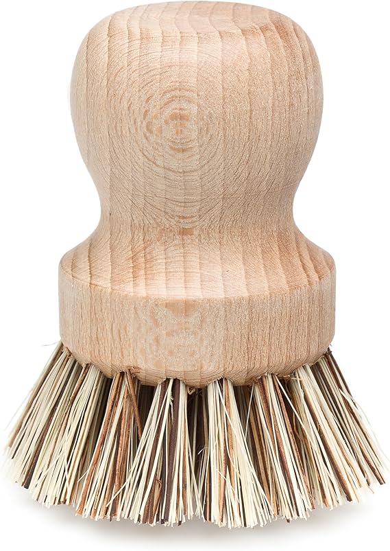 REDECKER Natural Fiber Bristle Pot Brush, Comfortable Beechwood Handle, Durable Heat-Resistant Design for Cleaning Pots, Pans and More, 2-1/4 inch Diameter, Made in Germany