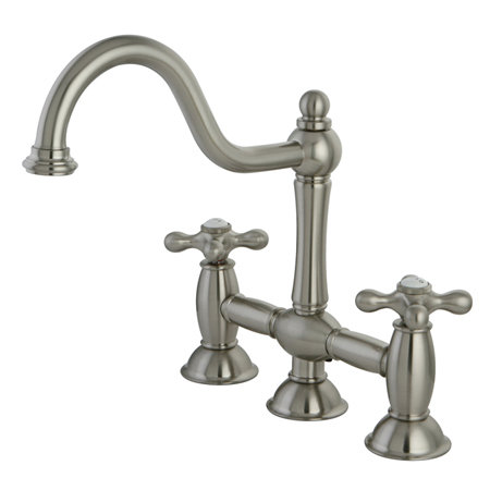 Chicago Double Handle Widespread Kitchen Faucet with American Metal Cross Handle