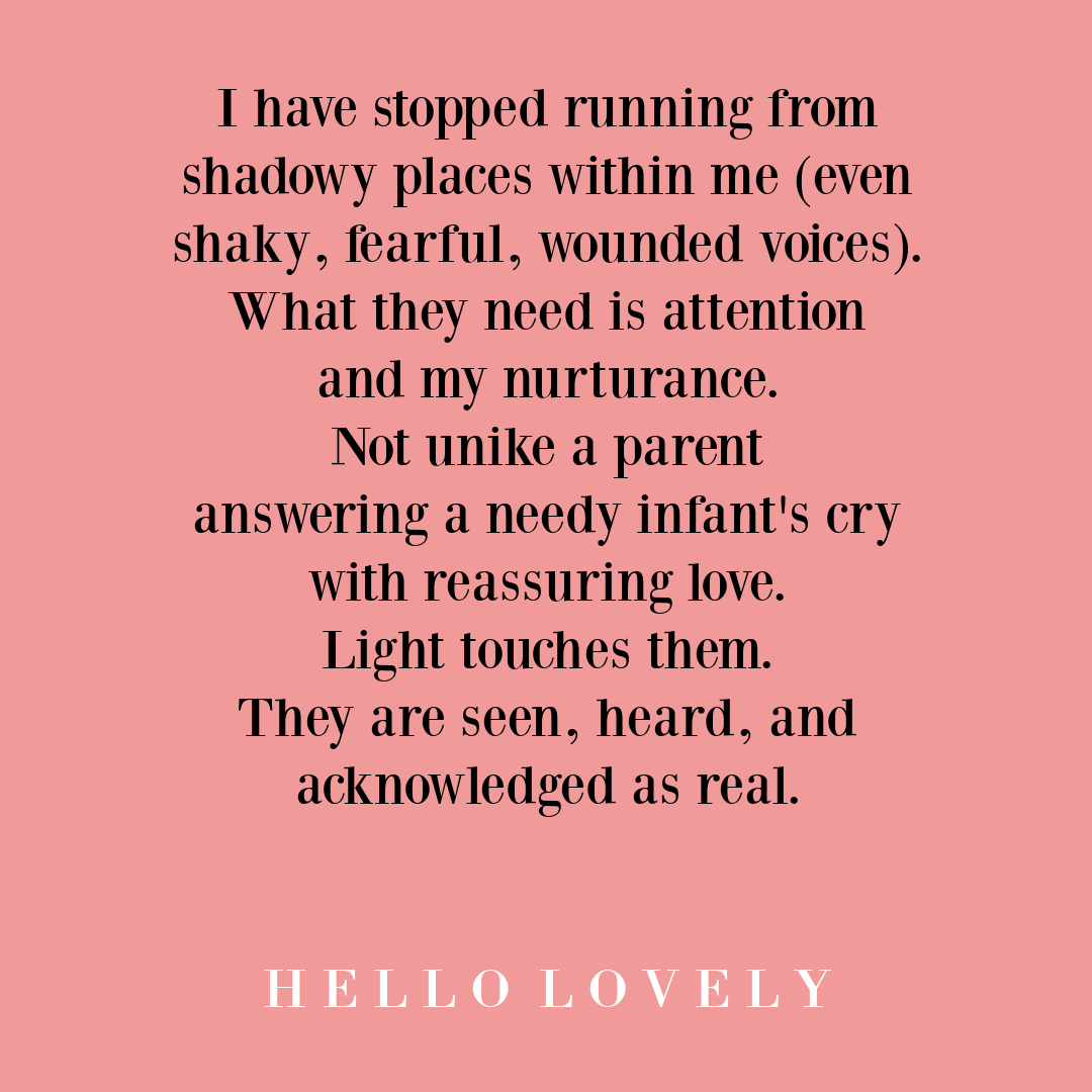 Personal growth quote about darkness by Michele of Hello Lovely Studio.