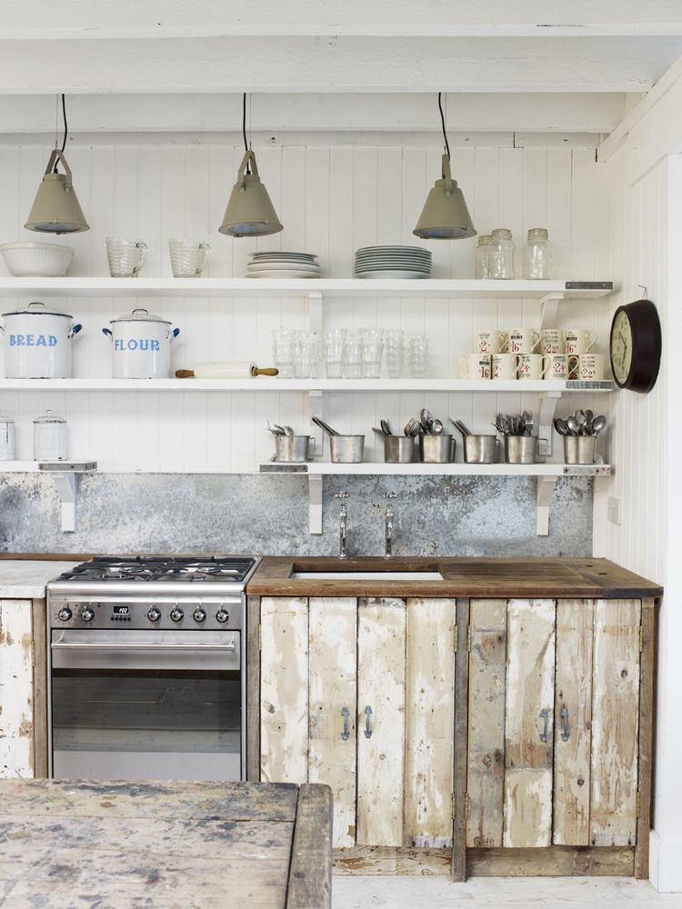 Rustic textured materials in a country beach cottage in the UK by Atlanta Bartlett.